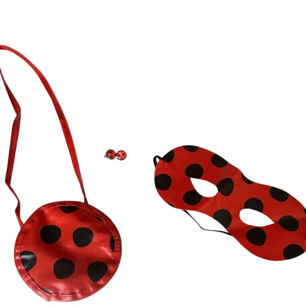 Spooktacular Creations Ladybug tutu dress sz 3T eye mask purse clip on earrings